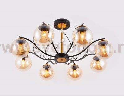 Люстра подвесная Ambrella TR9076/8 BK/TI черный/янтарь E14 max 40W D850*420 TRADITIONAL