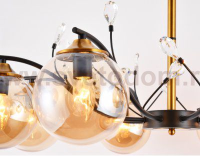 Люстра подвесная Ambrella TR9076/8 BK/TI черный/янтарь E14 max 40W D850*420 TRADITIONAL