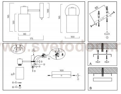 Настенный светильник с выключателем на корпусе Ambrella TR9578 SN сатин E14 max 40W 175*100*195
