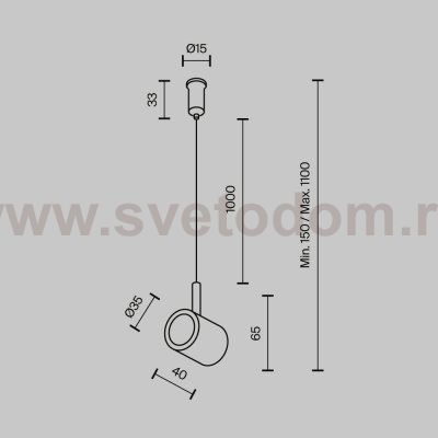 Комплектующие для трекового светильника Technical TRA154CSW-1BS