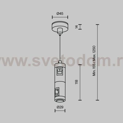 Комплектующие для систем освещения с токоведущими элементами Technical TRA157SW-D1-PT