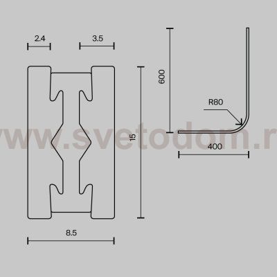 Комплектующие для систем освещения с токоведущими элементами Technical TRX154-RC80-PT