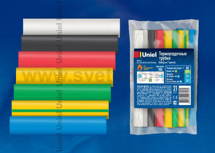 Термоусадочная трубка UNIEL UIS-C010 22/11/21 MIX POLYBAG