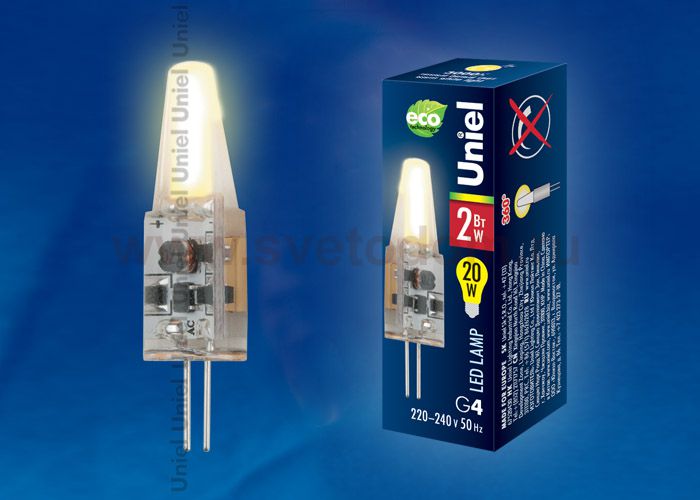 Лампа светодиодная Uniel LED-JC-220/2W/WW/G4/CL SIZ05TR