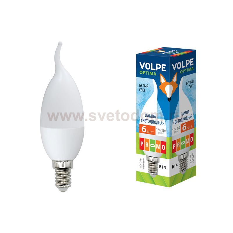 Лампа светодиодная Volpe LED-CW37-6W/NW/E14/FR/O