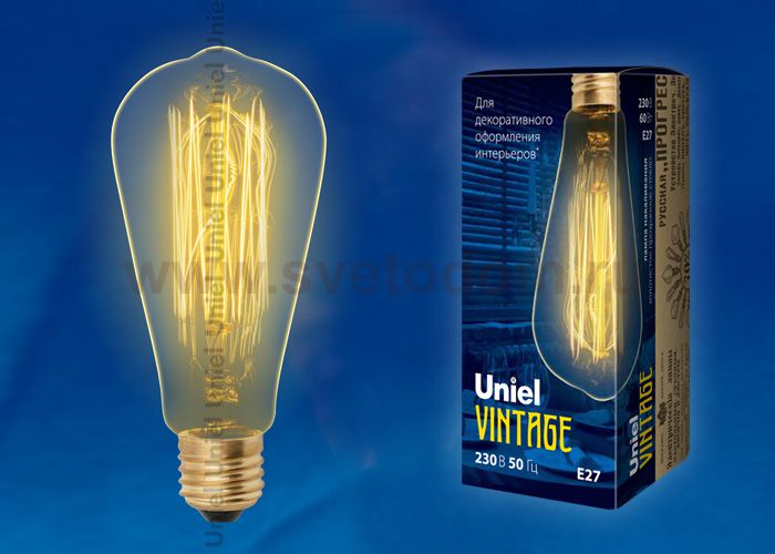 Лампа накаливания Uniel IL-V-ST64-60/GOLDEN/E27 VW02