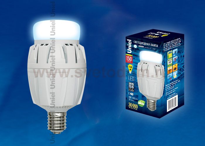 Лампа светодиодная с матовым рассеивателем Uniel LED-M88-150W/DW/E40/FR ALV01WH