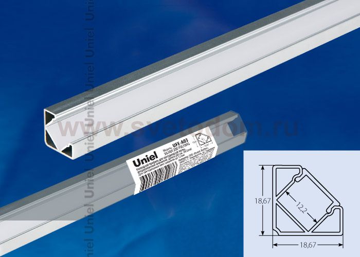 Накладной профиль Uniel UFE-A03 SILVER 200 POLYBAG