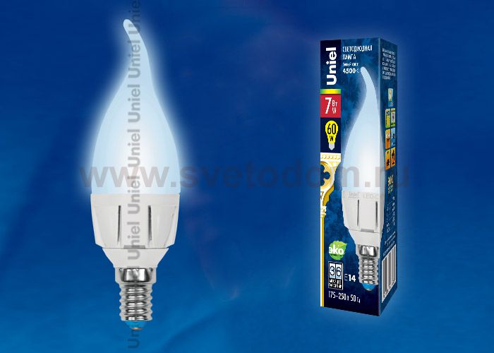 Лампа светодиодная Uniel LED-CW37-7W/NW/E14/FR PLP01WH