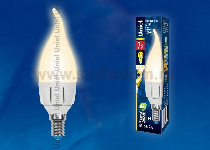 Лампа светодиодная Uniel LED-CW37-7W/WW/E14/FR PLP01WH