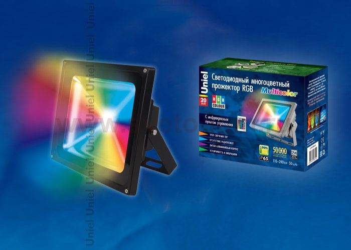 Прожектор светодиодный Uniel ULF-S01-20W/RGB/RC IP65 110-240В