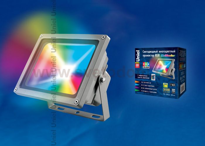 Прожектор светодиодный Uniel ULF-S01-30W/RGB/RC IP65 110-240В