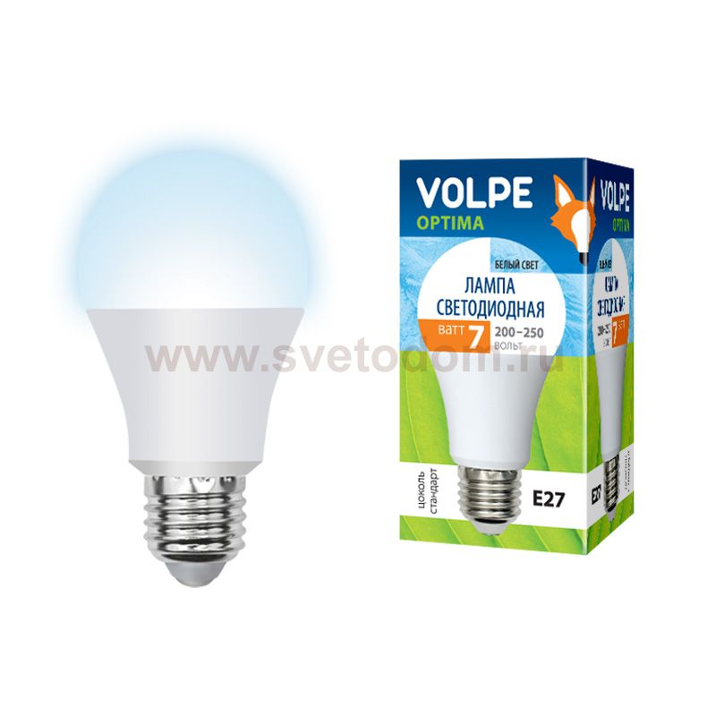 Лампа светодиодная Volpe LED-A60-7W/NW/E27/FR/O