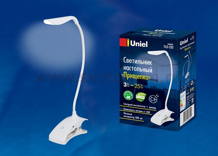 Светодиодный светильник с аккумулятором Uniel TLD-533 White/LED/250Lm/5500K/Dimmer