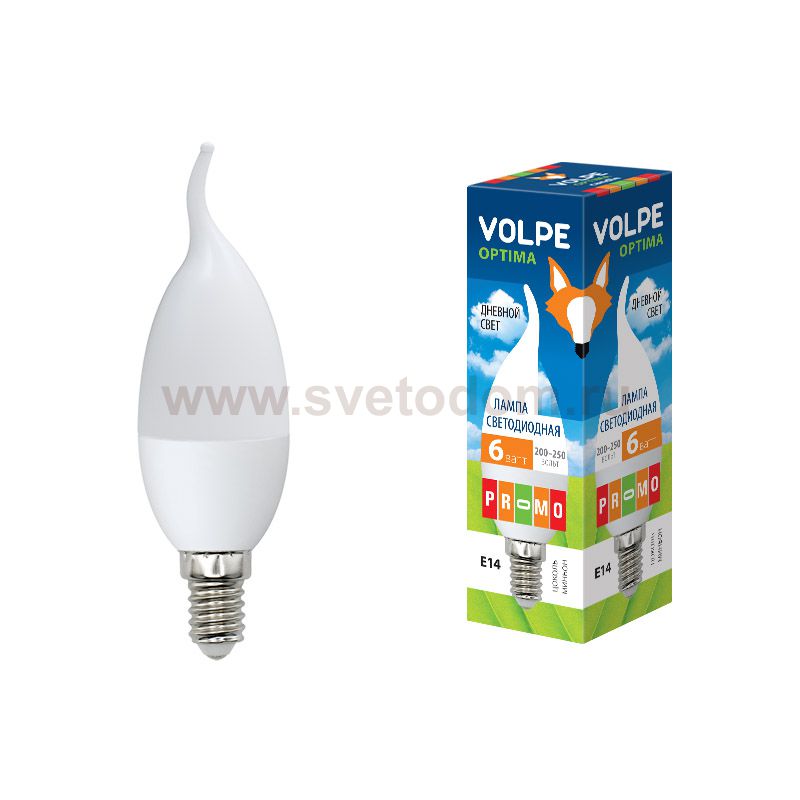 Лампа светодиодная Volpe LED-CW37-6W/DW/E14/FR/O