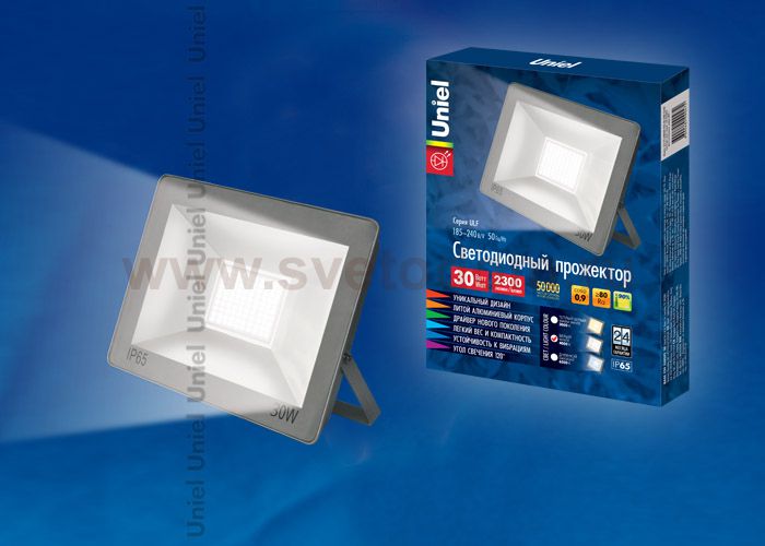 Прожектор светодиодный Uniel ULF-F15-30W/NW IP65 185-240В SILVER