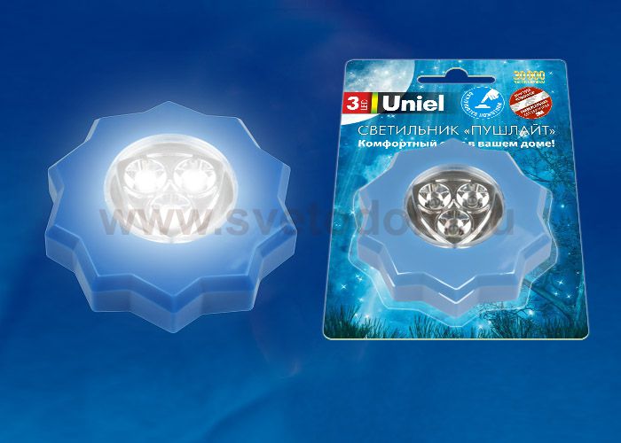 Светильник ночник с батарейками Uniel DTL-357 Звезда/Blue/3LED/3АAA