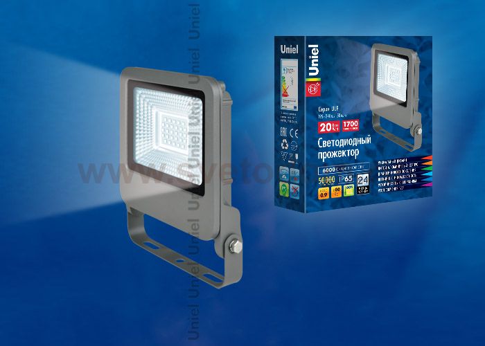 Прожектор светодиодный Uniel ULF-F17-20W/DW IP65 195-240В SILVER