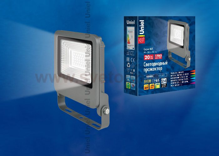 Прожектор светодиодный Uniel ULF-F17-20W/NW IP65 195-240В SILVER