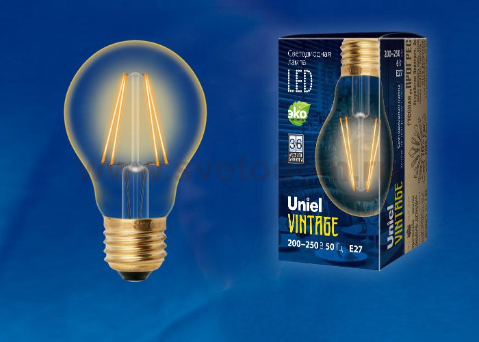Лампа VINTAGE Uniel LED-A60-6W/GOLDEN/E27 GLV21GO