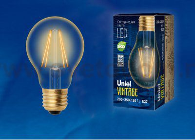 Лампа VINTAGE Uniel LED-A60-6W/GOLDEN/E27 GLV21GO