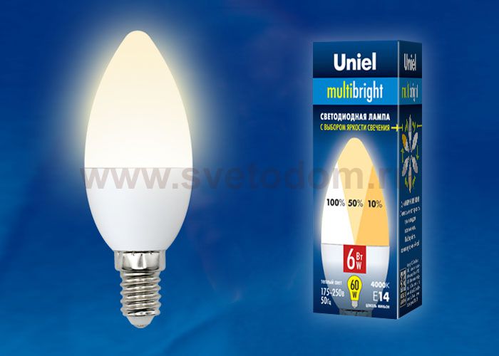 Лампа светодиодная Uniel LED-C37-6W/WW/E14/FR/MB PLM11WH
