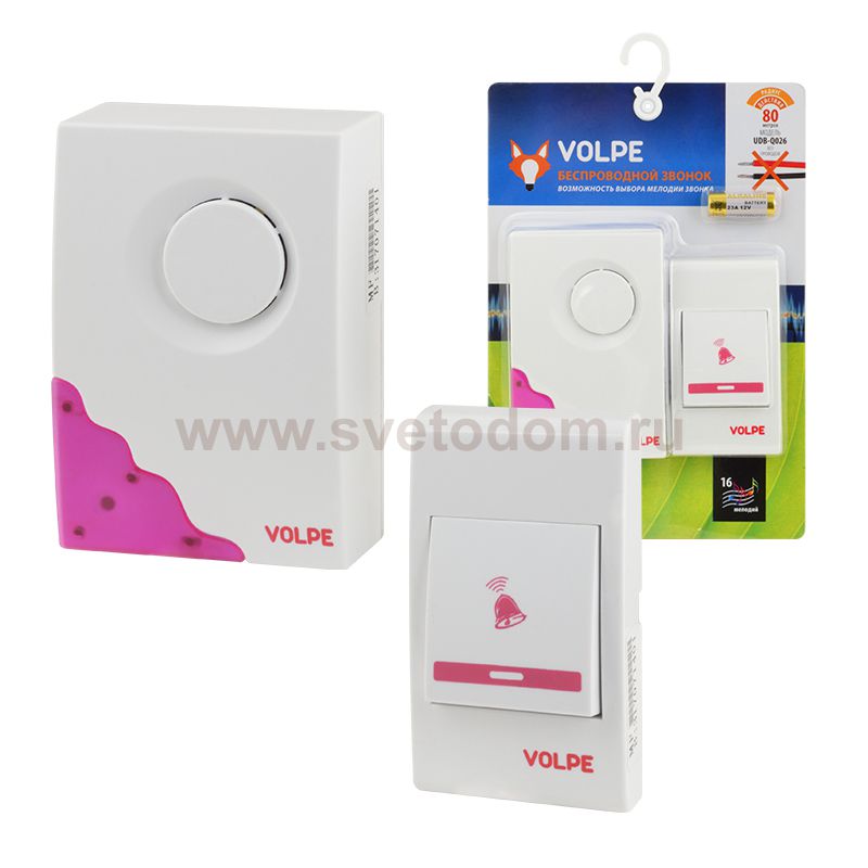 Звонок беспроводной Volpe UDB-Q026 W-R1T1-16S-80M-WH