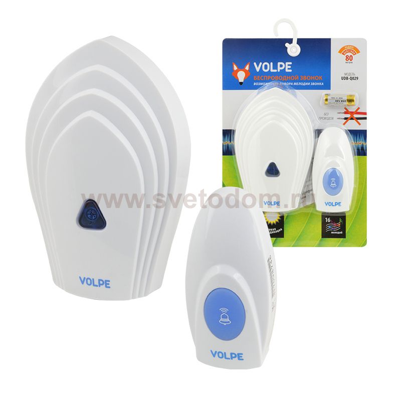Звонок беспроводной Volpe UDB-Q029 W-R1T1-16S-80M-WH