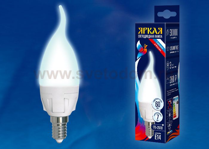Лампа светодиодная Uniel LED-CW37 7W/NW/E14/FR PLP01WH