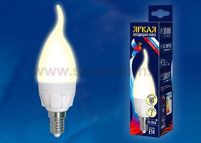 Лампа светодиодная Uniel LED-CW37 7W/WW/E14/FR PLP01WH
