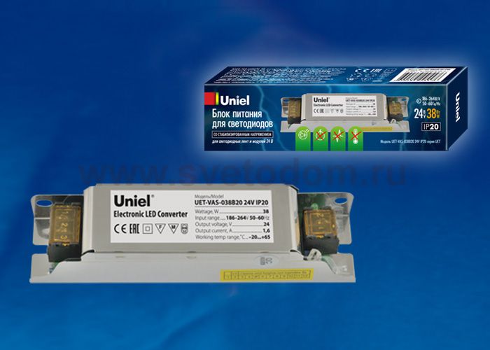 Блок питания для светодиодных ламп и модулей Uniel UET-VAS-038B20 24V IP20