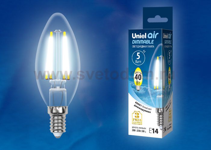 Лампа светодиодная Uniel LED-C35-5W/NW/E14/CL/DIM GLA01TR