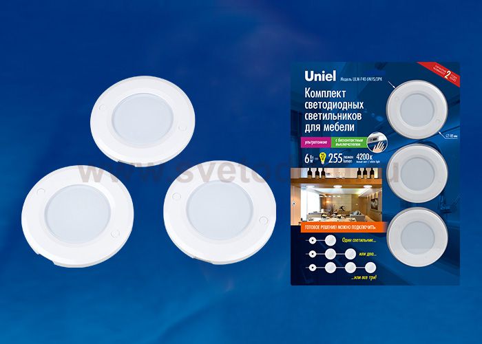 Светильник для мебели Uniel ULM-F40-6W/4200K/DIM SENSOR IP20 WHITE