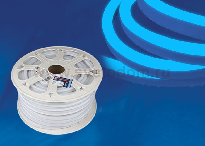 Лента светодиодная герметичная Uniel ULS-N21-2835-120LED/m-8mm-IP67-220V-8W/m-50M-BLUE бобина