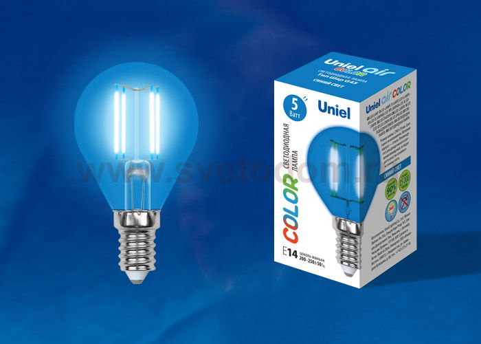 Лампа светодиодная Uniel LED-G45-5W/BLUE/E14 GLA02BL
