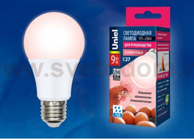 Лампа специального назначения Uniel LED-A60-9W/SCEP/E27/FR/DIM IP65 PLO65WH