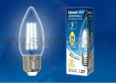 Лампа светодиодная Uniel LED-C35-5W/NW/E27/CL/DIM GLA01TR