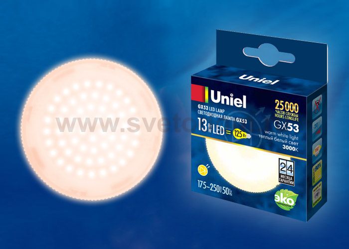 Лампа светодиодная Uniel LED-GX53-13W/WW/GX53/FR PLZ01WH
