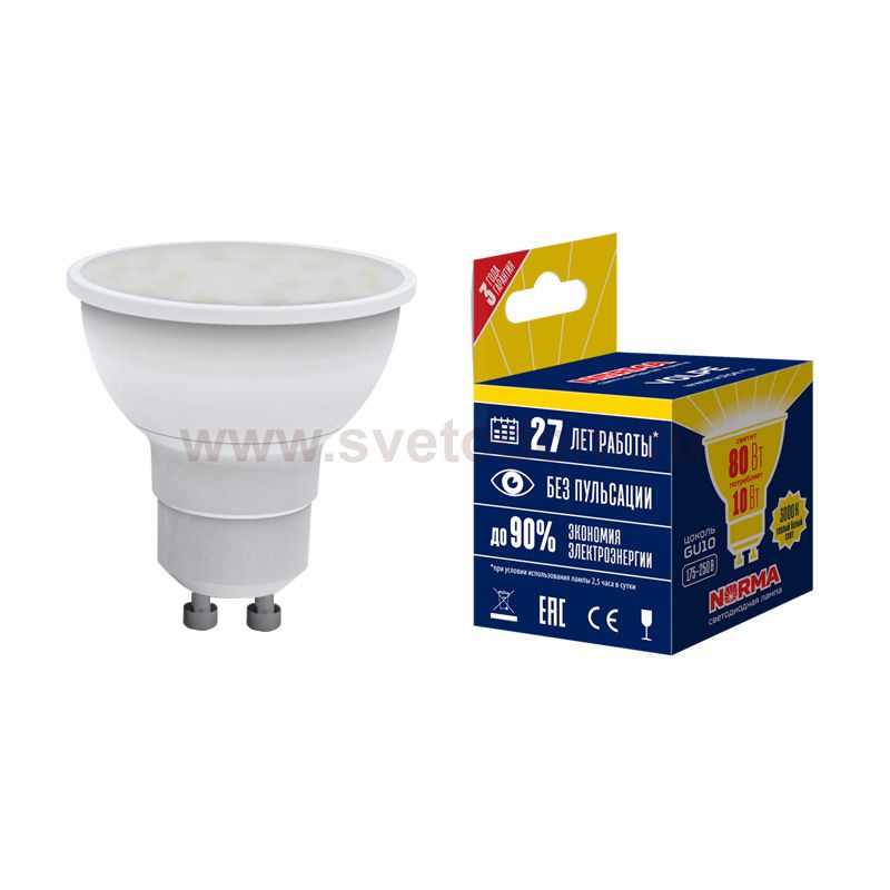 Лампа светодиодная Volpe LED-JCDR-10W/WW/GU10/NR