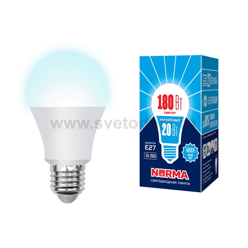 Лампа светодиодная Volpe LED-A65-20W/NW/E27/FR/NR