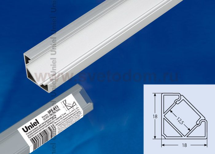 Аксессуар для монтажа светодиодных лент Uniel UFE-A13 SILVER 200 POLYBAG