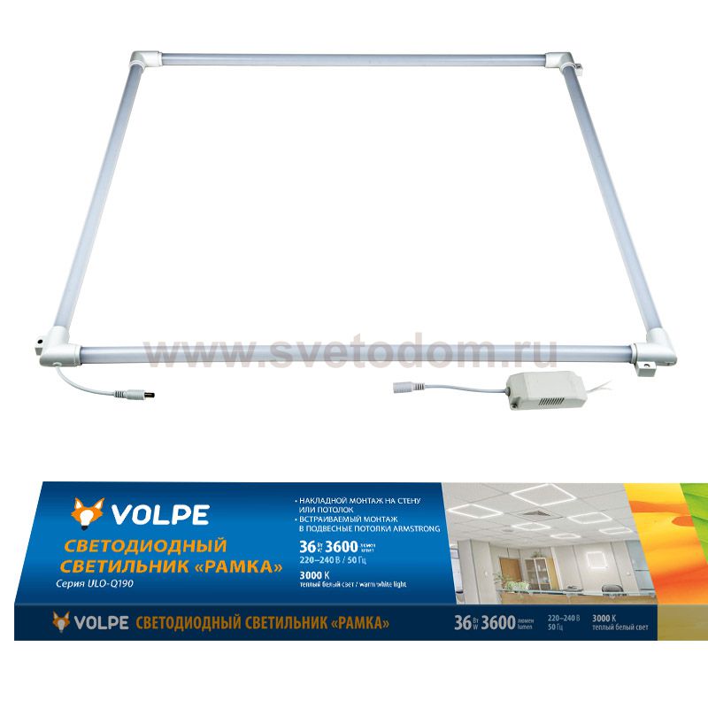 Светильник внутреннего освещения Volpe ULO-Q190 6060-36W/3000K WHITE