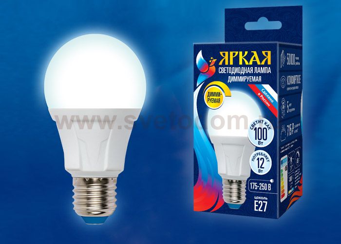 Лампа светодиодная Uniel LED-A60 12W/4000K/E27/FR/DIM PLP01WH