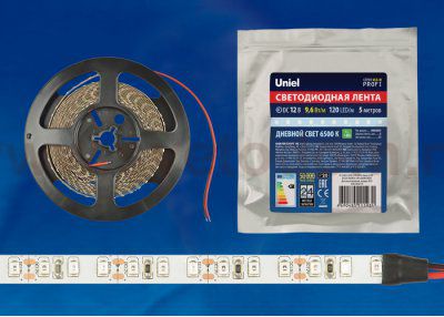 Лента светодиодная интерьерная Uniel ULS-M13-2835-120LED/m-8mm-IP20-DC12V-9,6W/m-5M-6500K PROFI