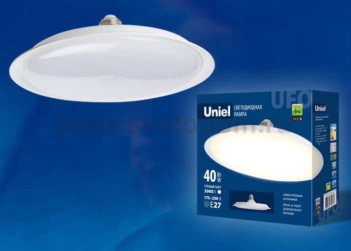 Лампа светодиодная Uniel LED-U220-40W/3000K/E27/FR PLU01WH