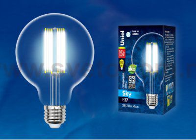 Лампа светодиодная Uniel LED-G95-15W/4000K/E27/CL PLS02WH