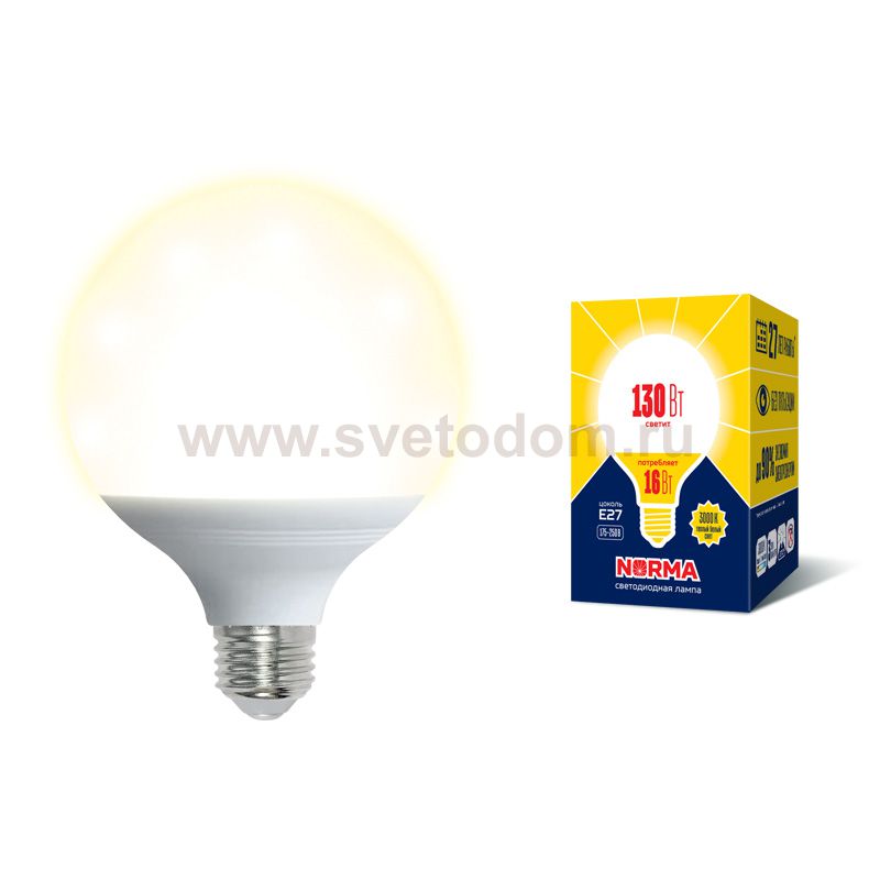 Лампа светодиодная Volpe LED-G95-16W/3000K/E27/FR/NR