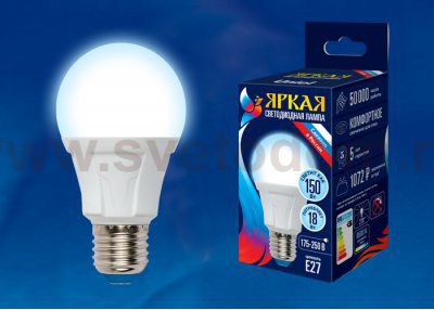 Лампа светодиодная Uniel LED-A60 18W/6500K/E27/FR PLP01WH