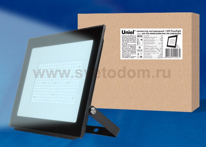 Прожектор светодиодный Uniel ULF-F20-200W/6500K IP65 195-250В BLACK