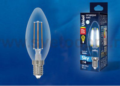 Лампа светодиодная Uniel LED-C35-11W/4000K/E14/CL PLS02WH